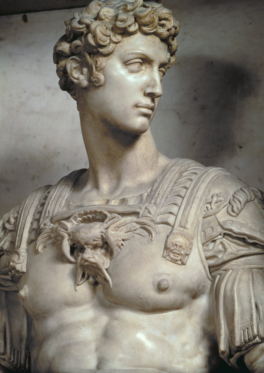 Giuliano de Medici, Duke of Nemours (detail) by Michelangelo Buonarroti
