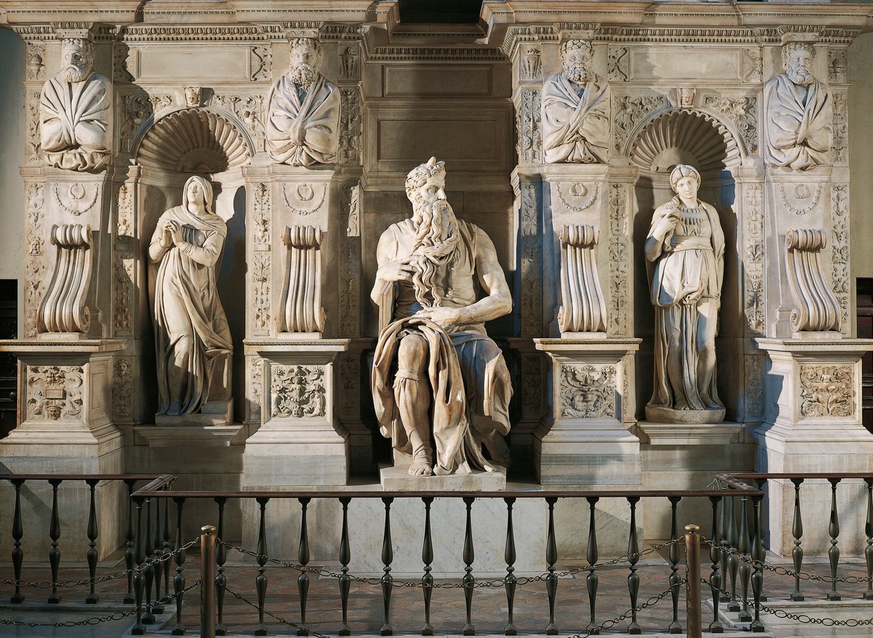 Rachel, Moses and Leah, detail from tomb of Julius II, by Michelangelo by Michelangelo Buonarroti