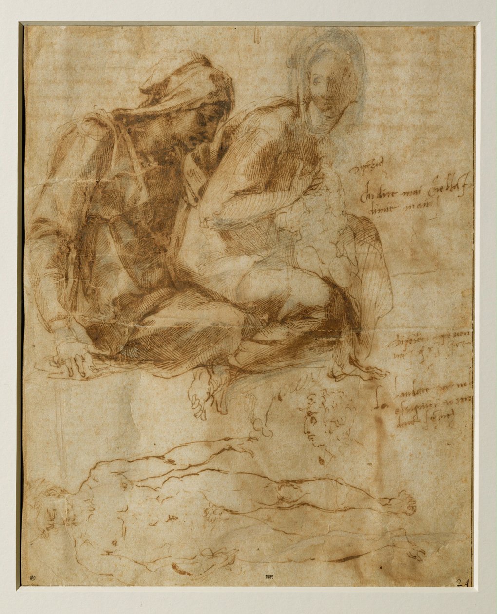 The Virgin, Child, and Saint Anne, a Male Nude by Michelangelo Buonarroti
