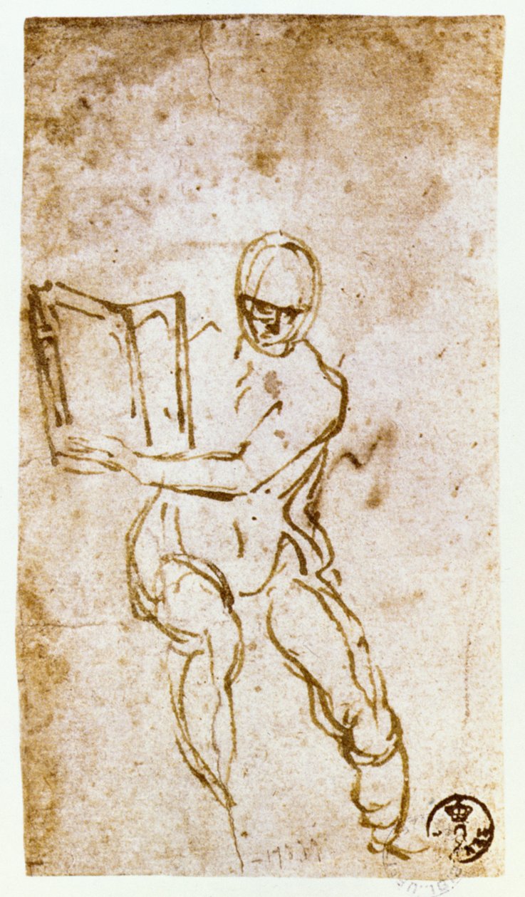 Sistine Chapel Ceiling (1508-12): sketch for one of the prophets by Michelangelo Buonarroti