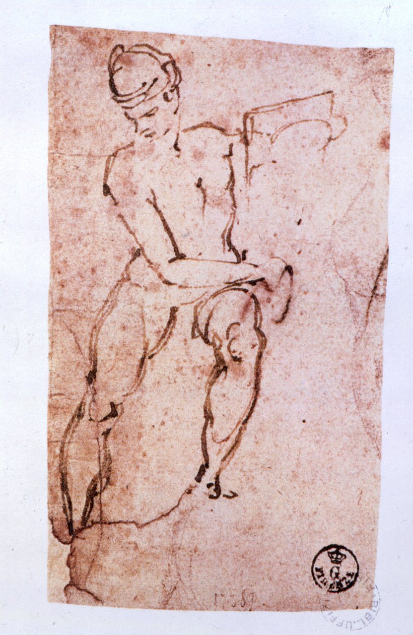 Sistine Chapel Ceiling: Sketch of an Apostle by Michelangelo Buonarroti