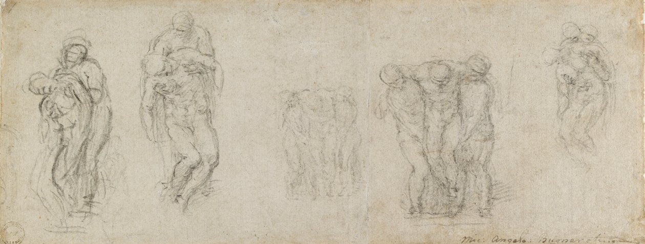 Studies for a Pieta and an Entombment by Michelangelo Buonarroti