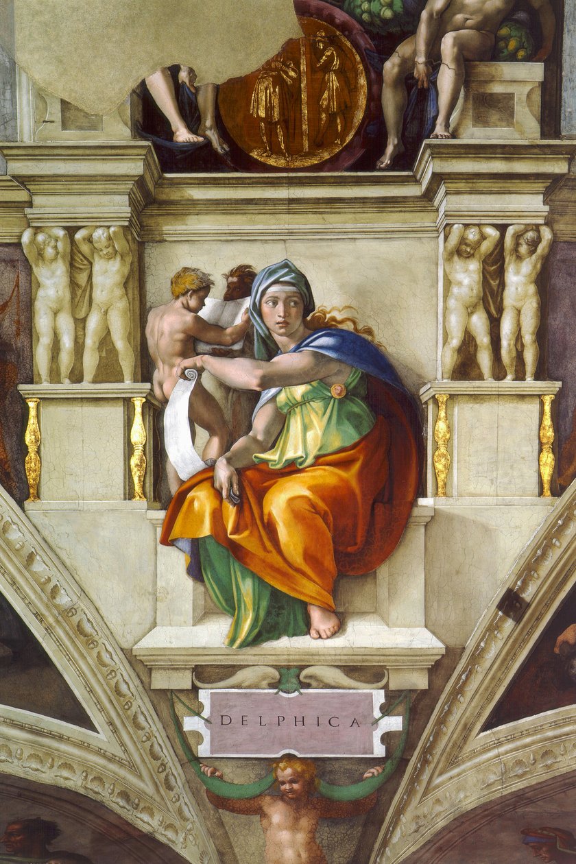 The Delphic Sibyl, Sistine Chapel Ceiling, Vatican by Michelangelo Buonarroti