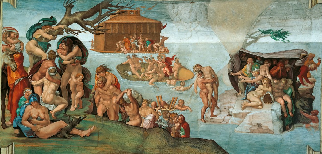 The Deluge Sistine Chapel ceiling in the Vatican, 1508-1512 by Michelangelo Buonarroti
