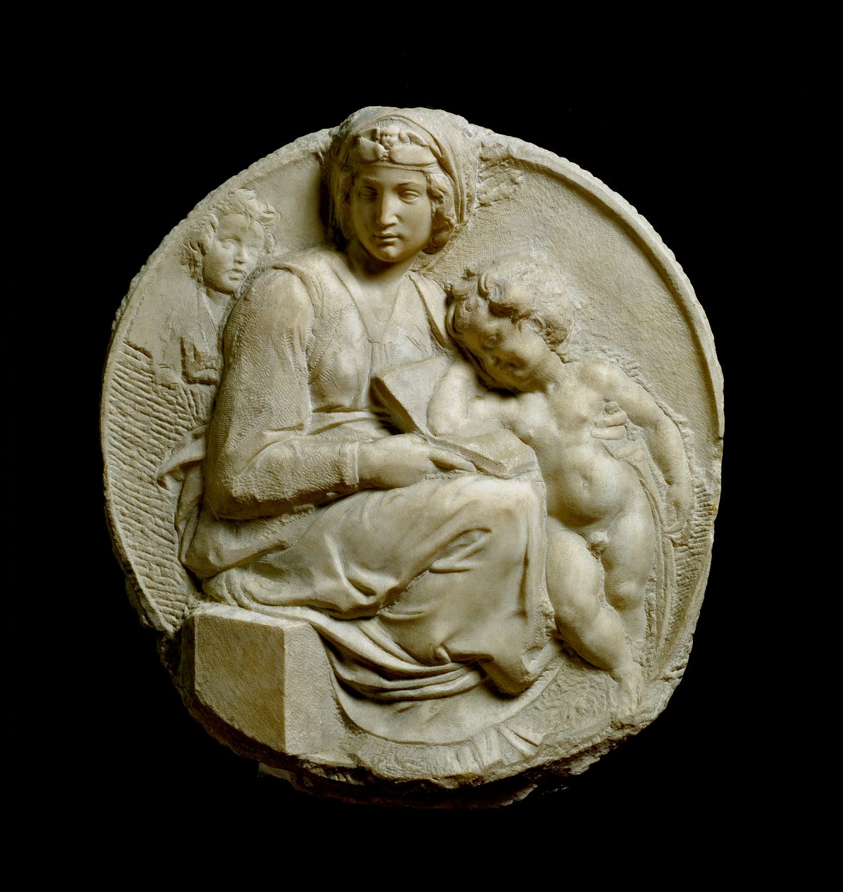 Virgin and Child with Saint John the Baptist Child (Madonna Pitti or Tondo Pitti) by Michelangelo Buonarroti