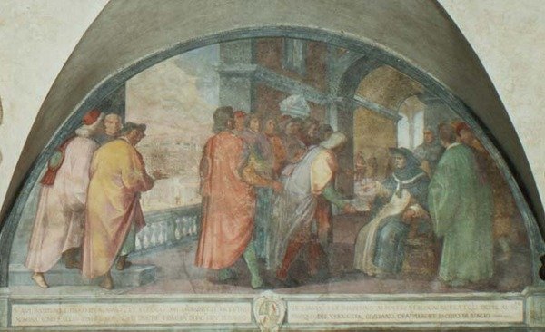 St. Antoninus Founds the Company of Good Men at San Martino, lunette by Michelangelo Cinganelli