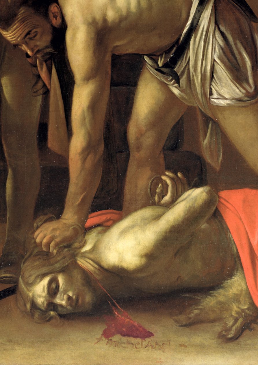 The Decapitation of St. John the Baptist (detail) by Michelangelo Merisi Caravaggio