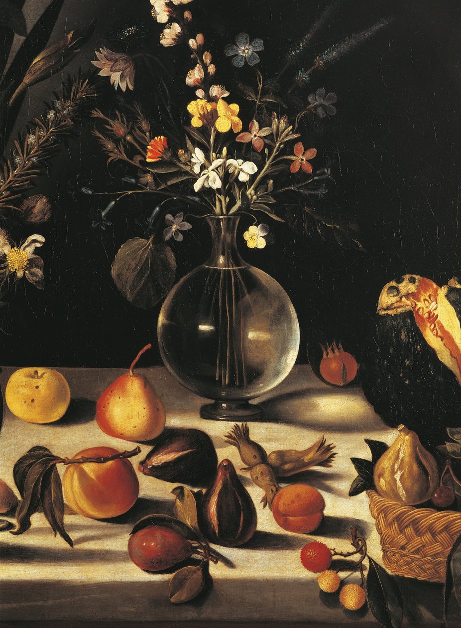 Still Life with Flowers and Fruit (detail) by Michelangelo Merisi da Caravaggio