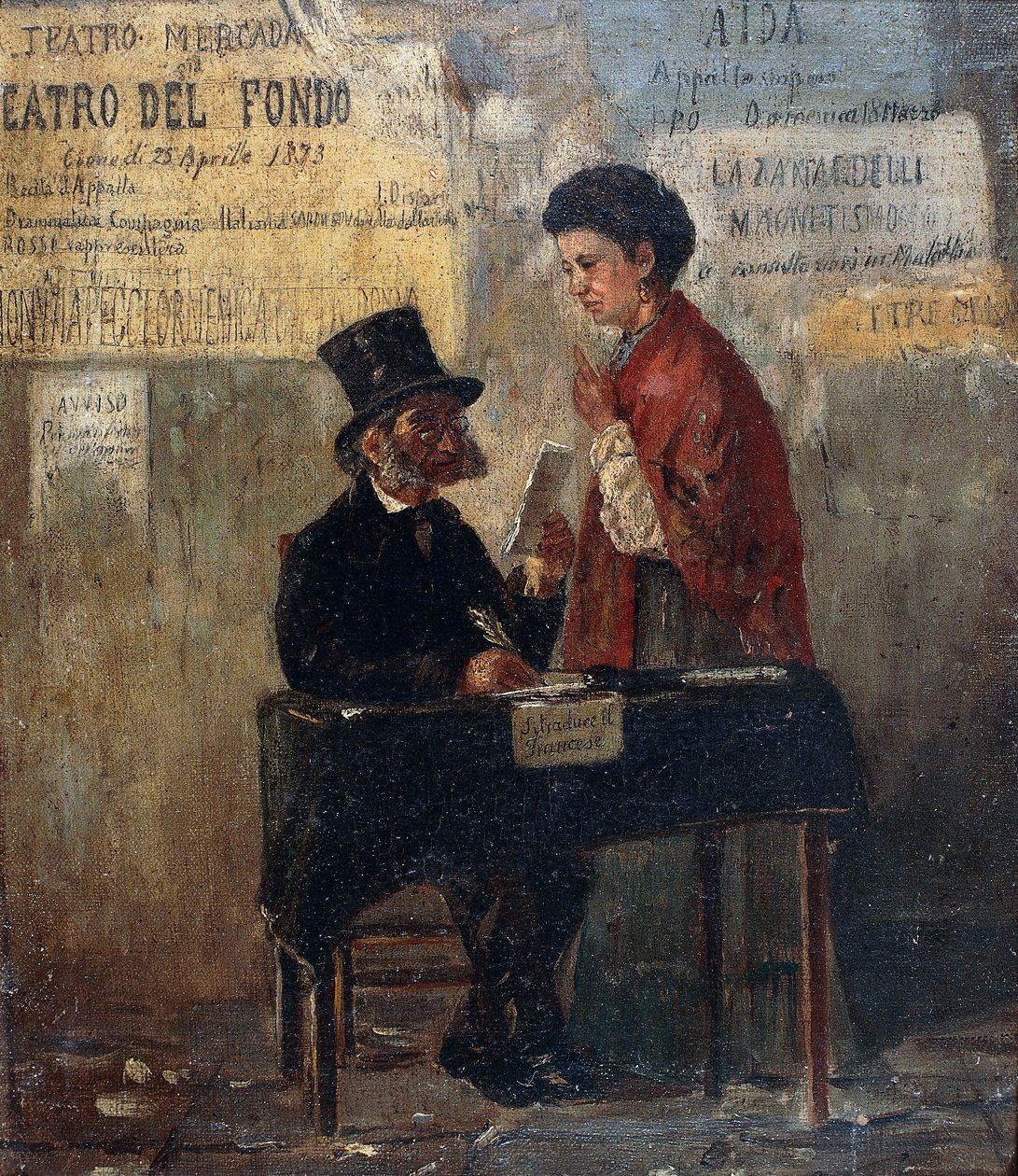 Theatre posters and public scribe, by Michele Cammarano by Michele Cammarano