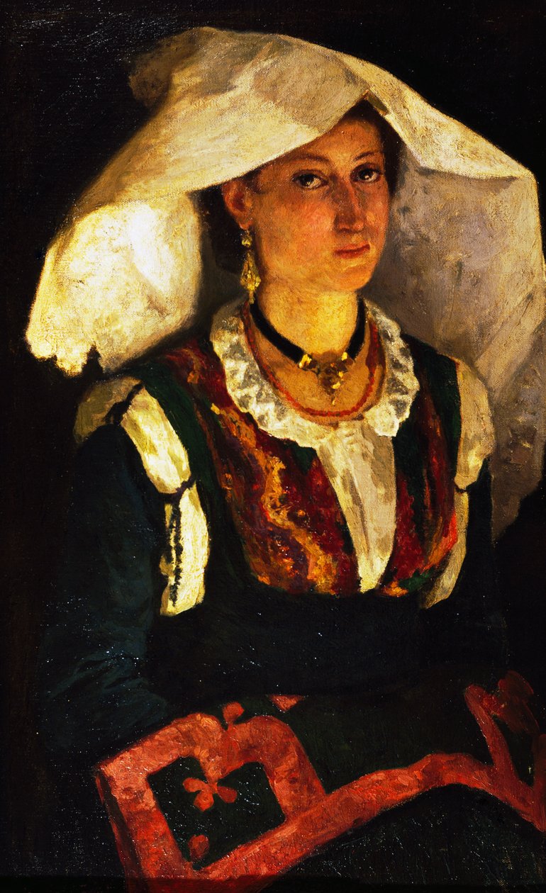 Woman in Sardinian costume, ca 1875 by Michele Cammarano