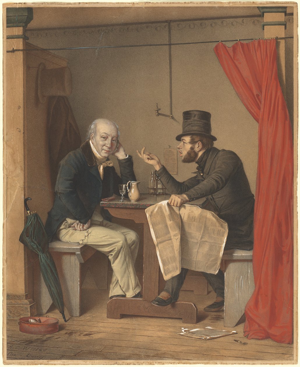 Politics in an Oyster House by Michele Fanoli, after Richard Caton Woodville
