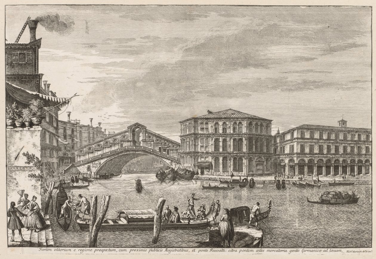 Views of Venice: The Bridge and Market of Rialto by Michele Marieschi