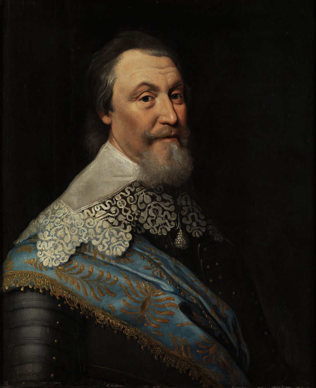 Portrait of the Swedish Minister and Commander Axel Oxenstierna Södermöre (1586 - 1654) by Queen Christina of Sweden by Michiel Jansz van Mierevelt