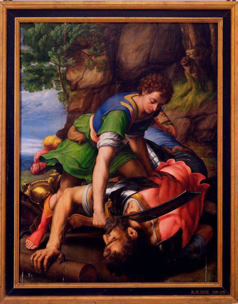 David and Goliath by Michiel I Coxie or Coxcie