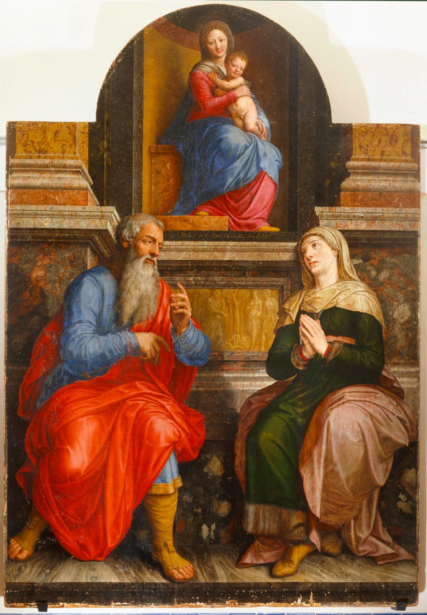 Madonna, Joachim and Anna, Her Parents by Michiel I Coxie or Coxcie