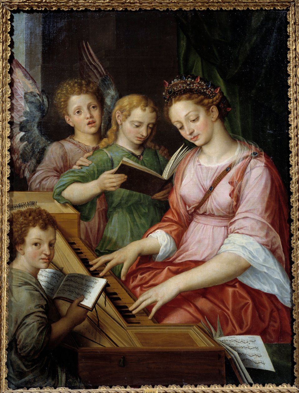 Saint Cecile playing harpsichord by Michiel I Coxie or Coxcie