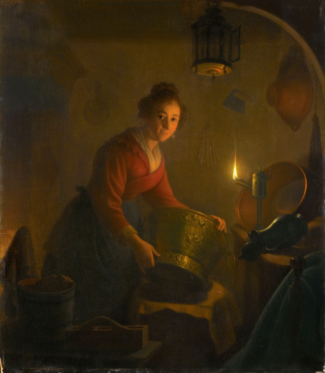Woman in a Kitchen by Candlelight by Michiel Versteegh