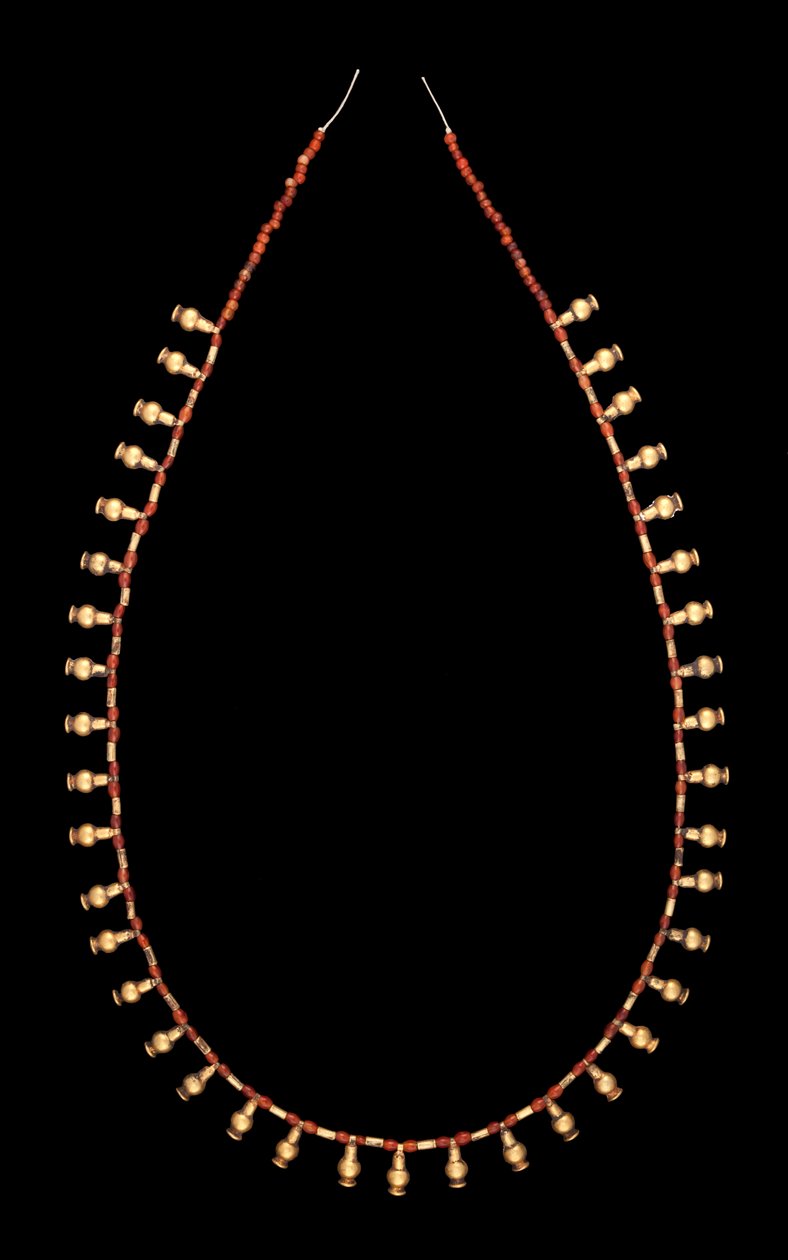 Gold Bottle Pendants with Carnelian Bead Necklace by Middle Kingdom Egyptian