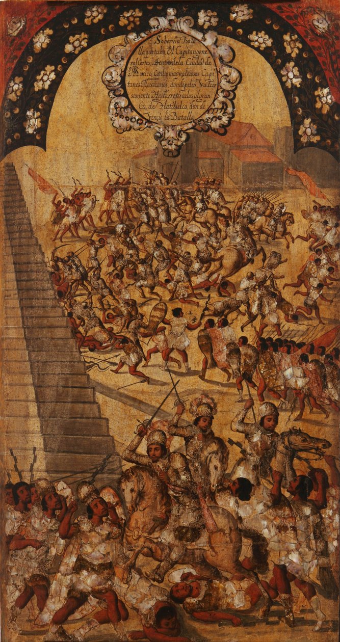 The Conquest of Mexico, Panel XVI, c.1696-1715 by Miguel Gonzalez