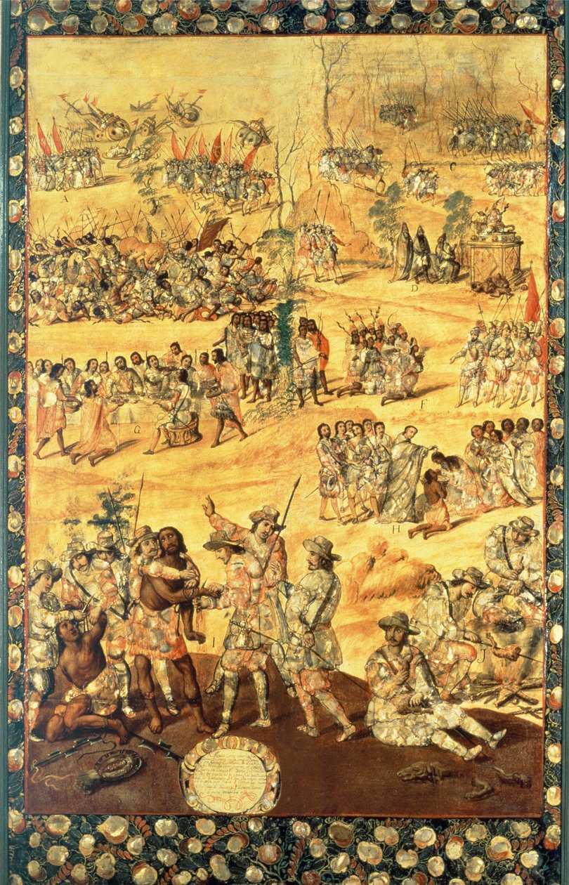 The Encounter Between Hernando Cortes and Montezuma by Miguel and Juan Gonzalez