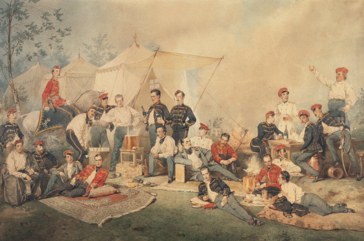 Hussars Carouse, 1873 by Mihaly von Zichy