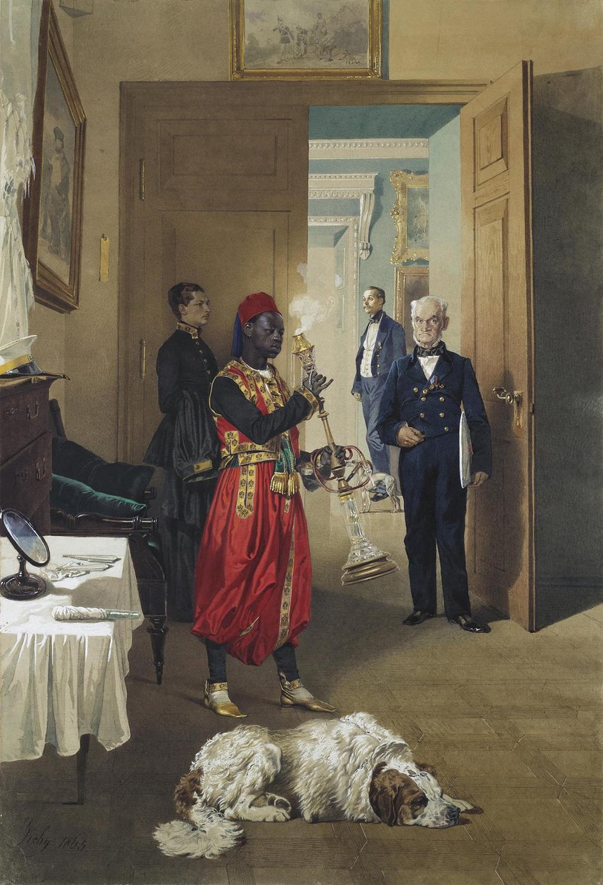 Foyer of the Great Palace in Tsarskoye Selo by Mihaly von Zichy