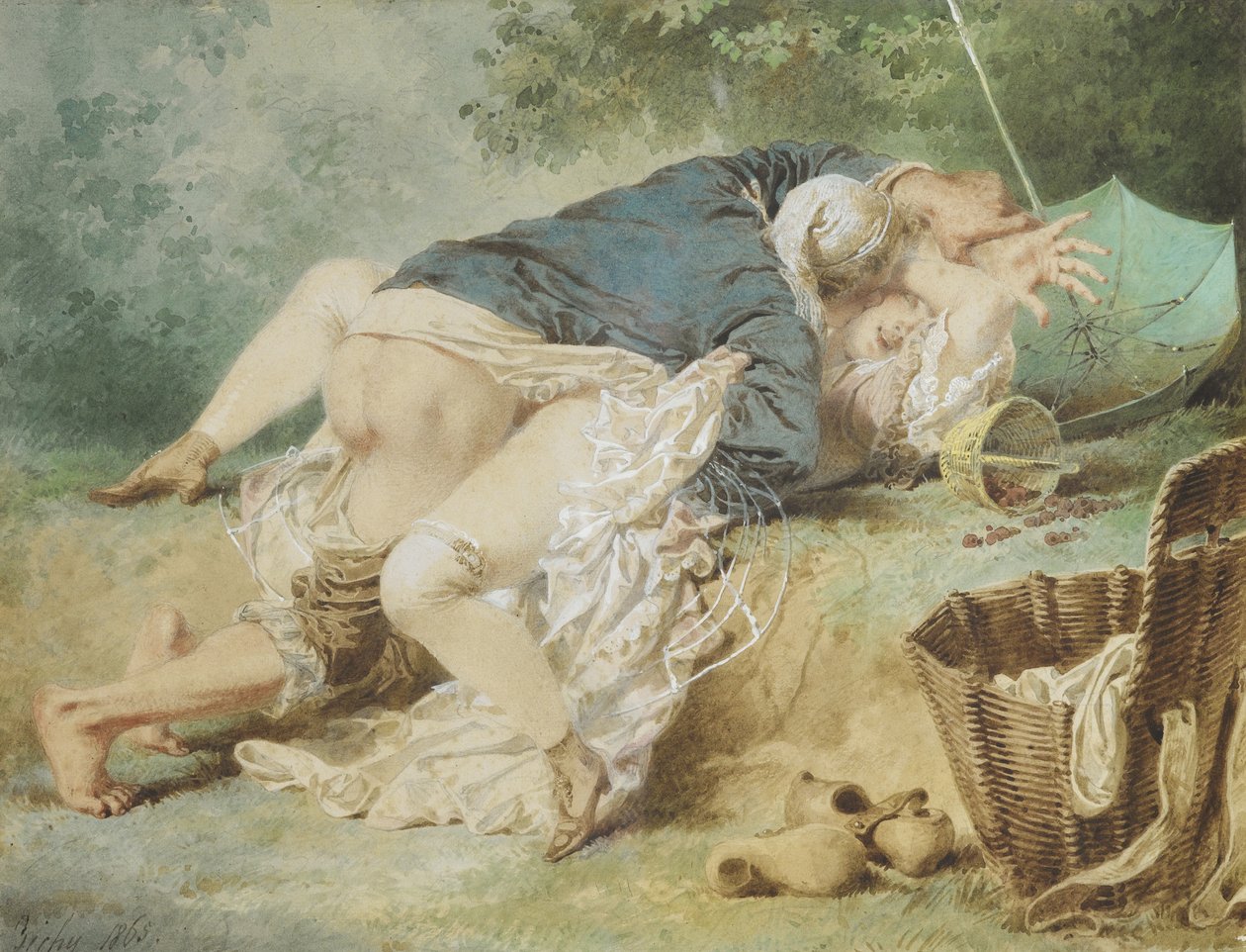 Lovers in a Park, 1865 by Mihaly von Zichy