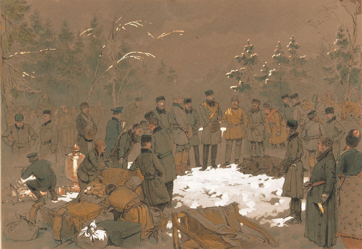 The Bear Hunt of Tsar Alexander II by Mihaly von Zichy