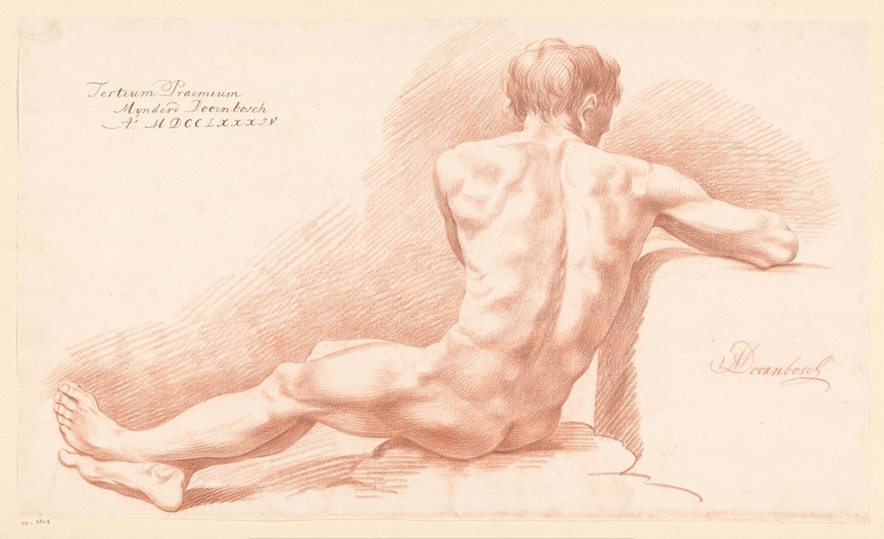Seated Male Nude, Seen from the Back (3rd Prize 1784) by Mijnderd Doornbosch