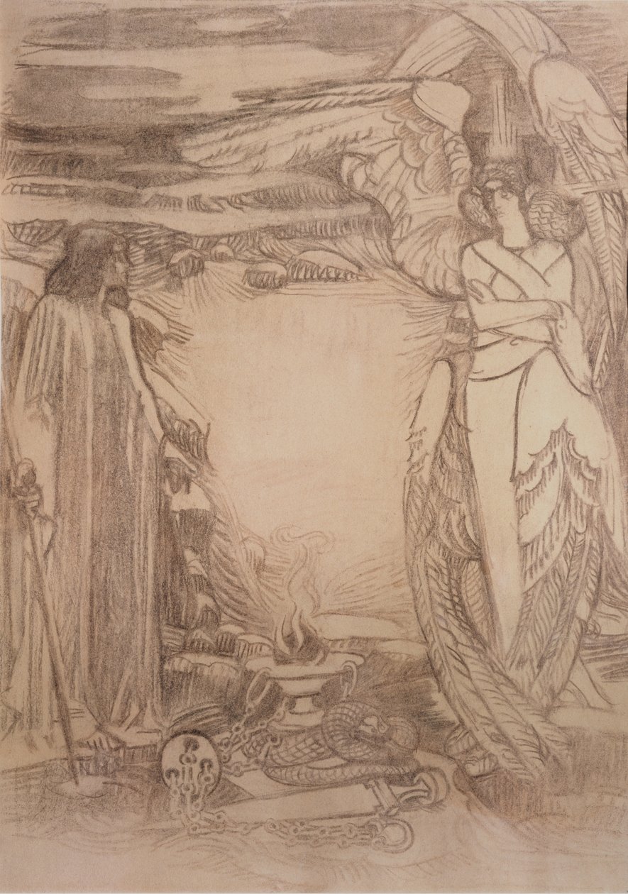 Illustration for the Poem Prophet by A. Pushkin by Mikhail Aleksandrovich Vrubel