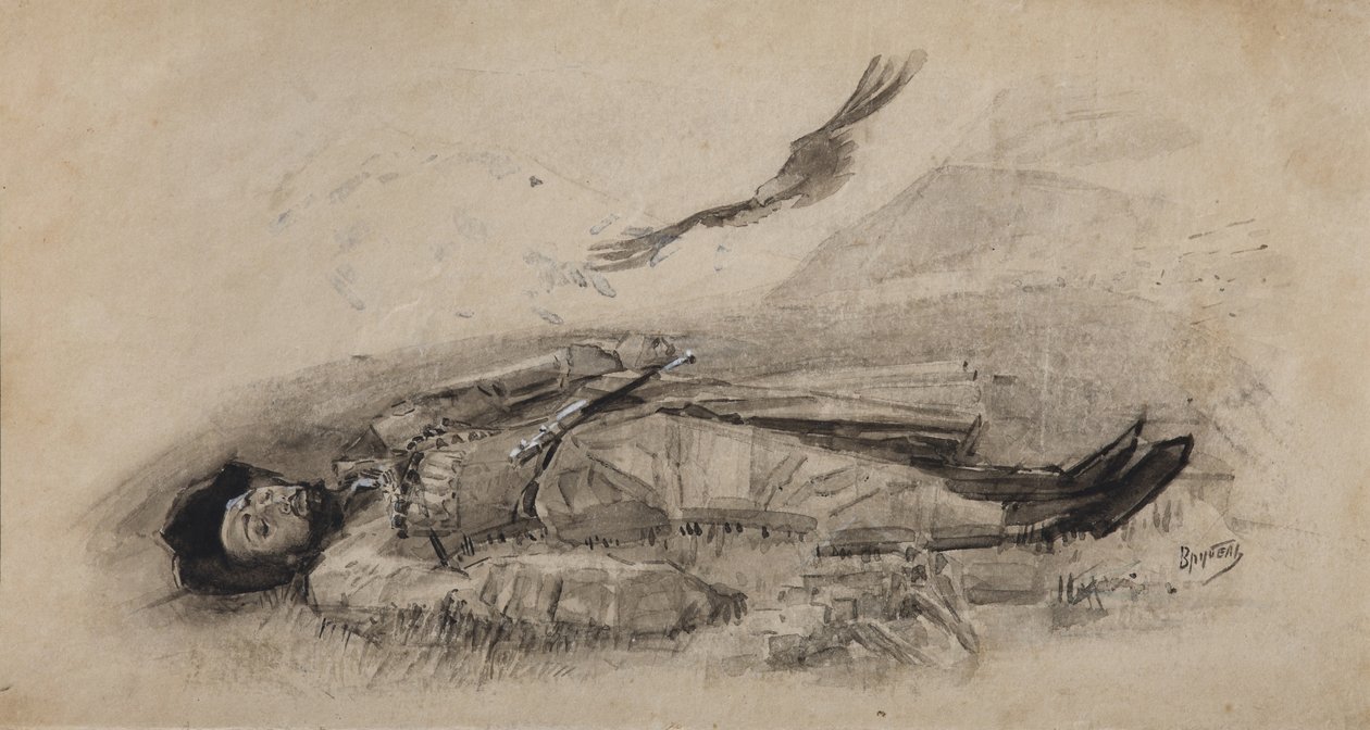 Illustration to the Poem Ismail-Bey by M. Lermontov by Mikhail Aleksandrovich Vrubel
