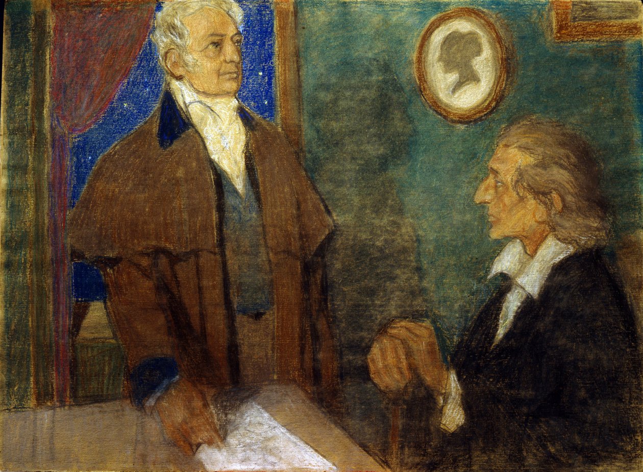 J. W. von Goethe and F. Schiller in Weimar by Mikhail Dmitrievich Ezuchevsky