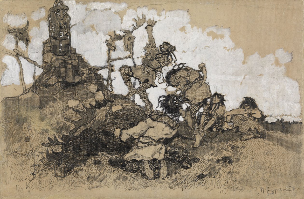Worshipping Idols by Mikhail Dmitrievich Ezuchevsky
