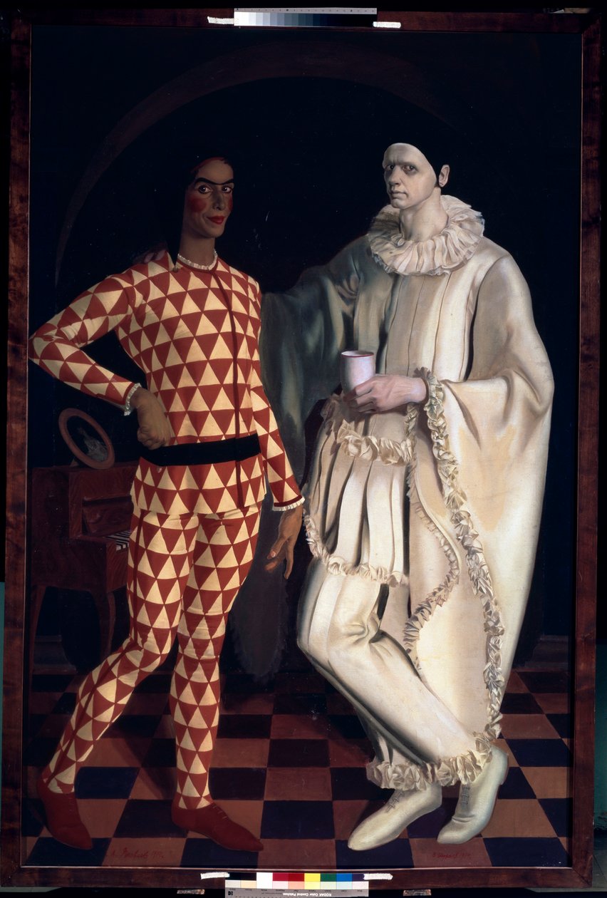 Harlequin and Pierrot (Self-portraits) by Mikhail Nikolayevich Yakovlev