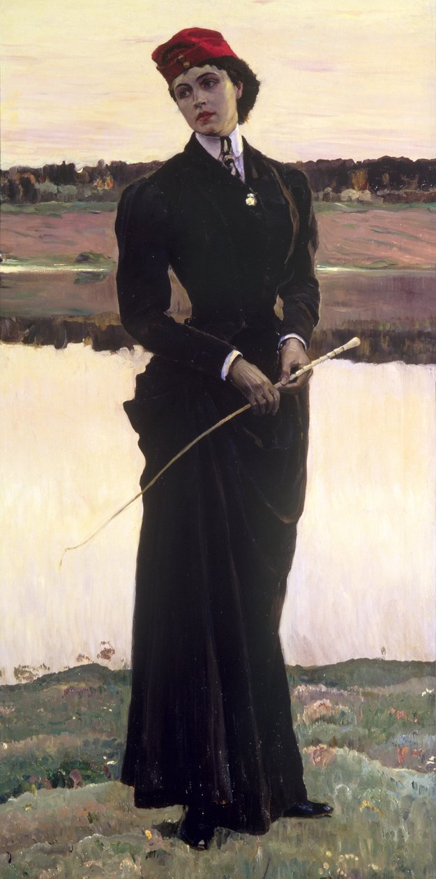Portrait of Olga Nesterova or, Woman in a Riding Habit, 1906 by Mikhail Vasilievich Nesterov