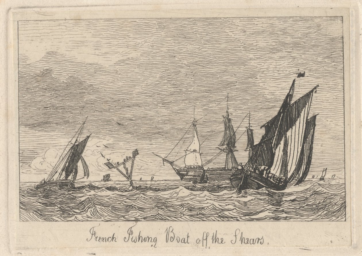 French Fishing Boat off the Shears by Miles Edmund Cotman