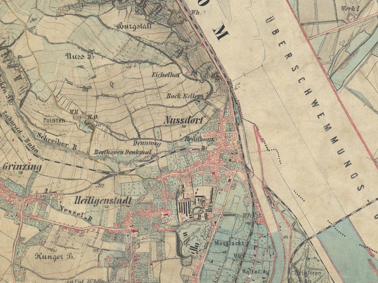 Map of Nussdorf Near Vienna, 1872 by Militärgeographisches Institut Österreichisch Ungarische Monarchie