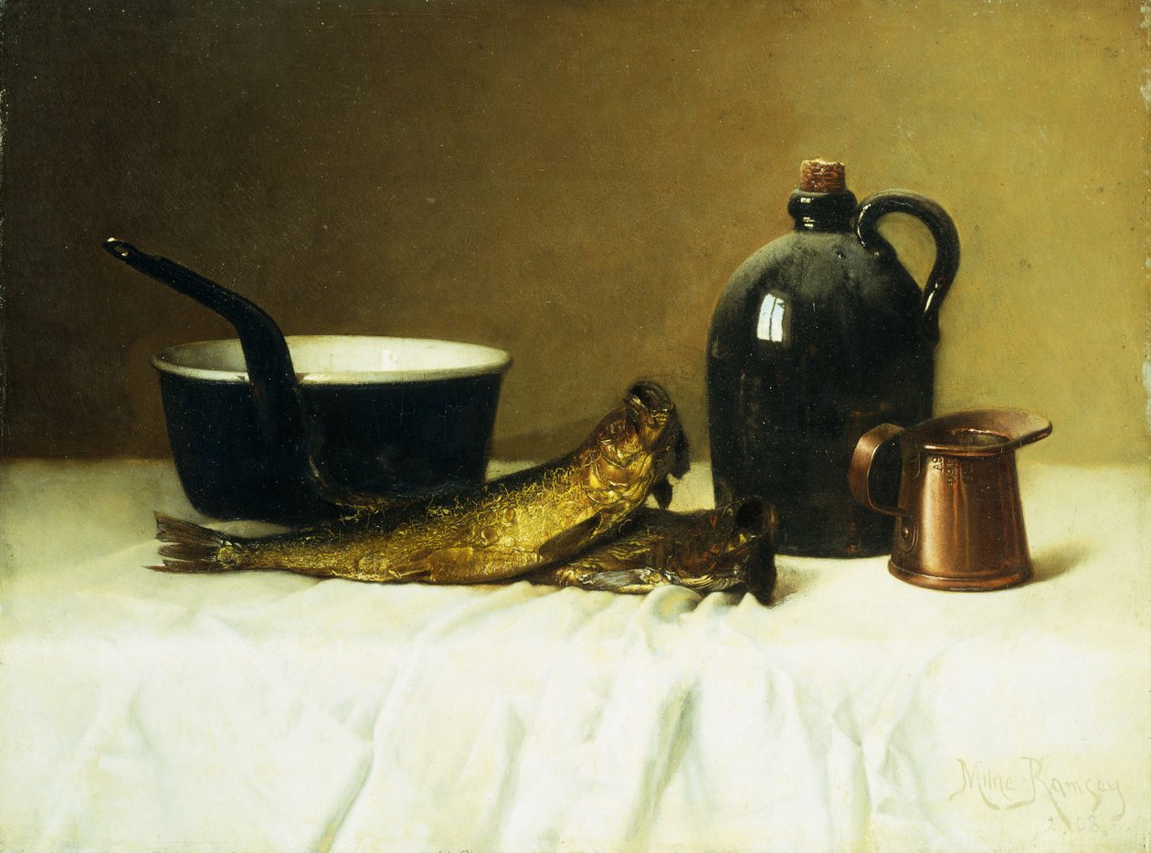 Still Life with Herring, Pot, Jug and Measure, 1908 by Milne Ramsey
