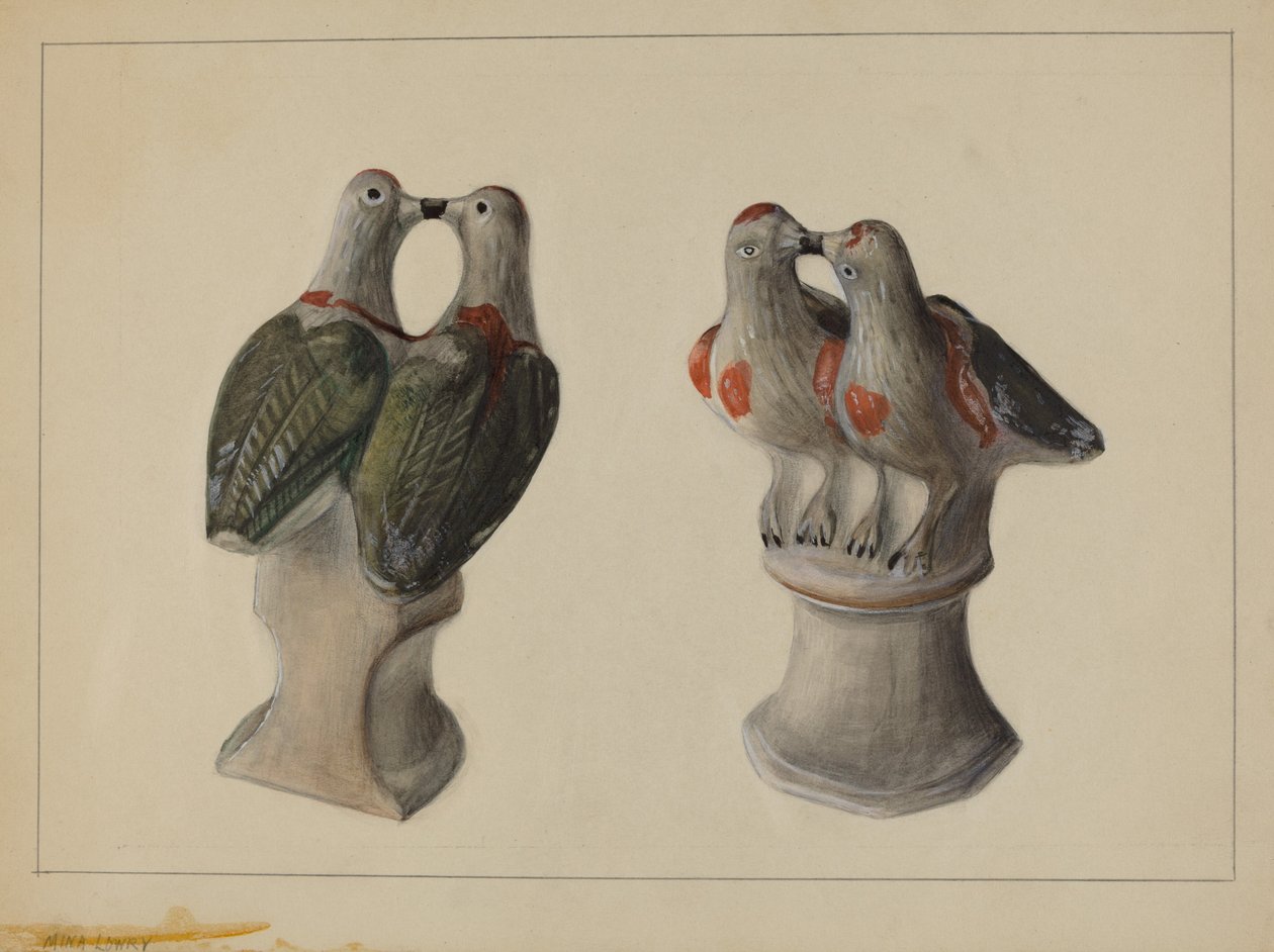 Chalkware Lovebirds by Mina Lowry