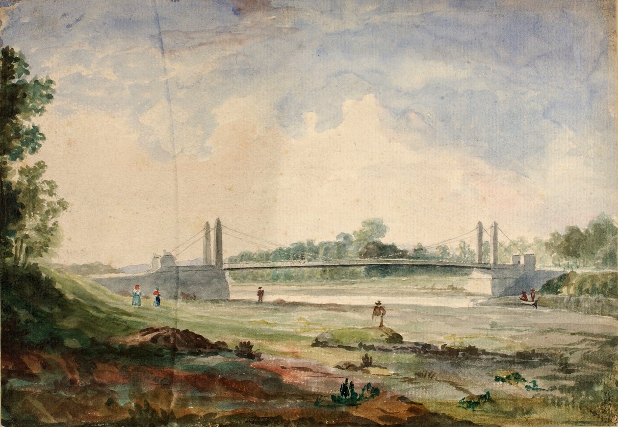 Suspension Bridge over the Arno, near the Cascine, Florence by Miner Kilbourne Kellogg