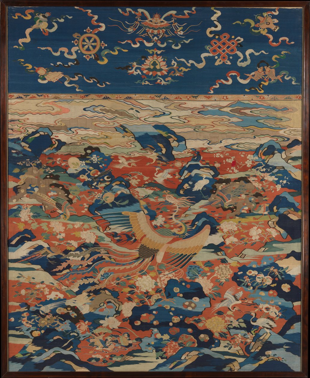 Panel with a Phoenix and Birds in a Rock Garden by Ming Dynasty Chinese School