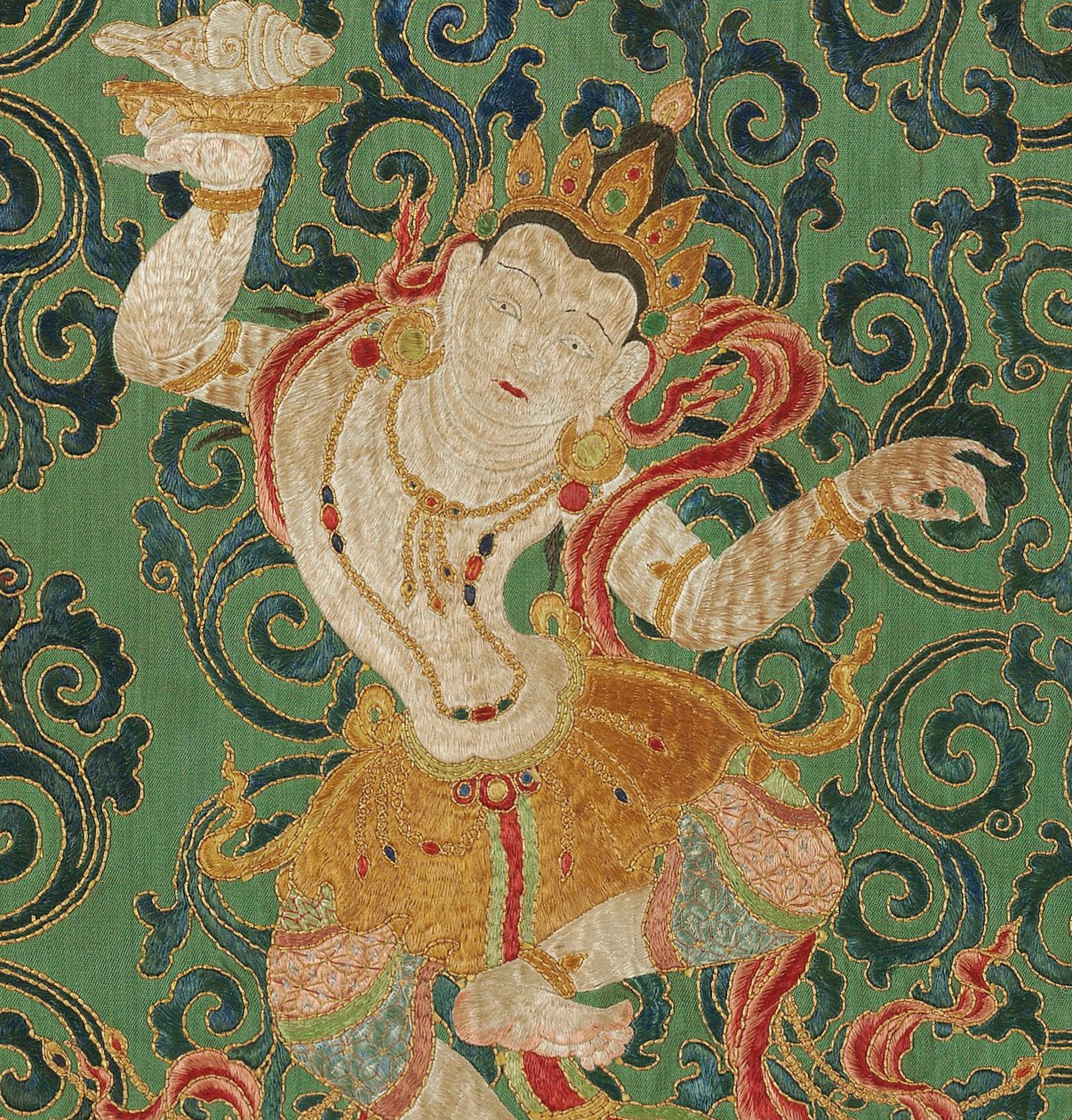 Detail of Imperial Embroidered Silk Thangka by Ming Dynasty Chinese School