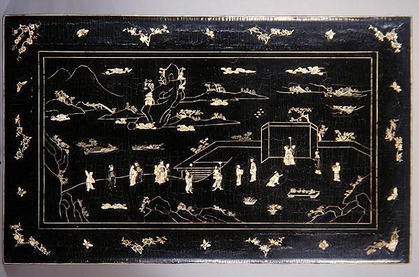 Kang Table Top (lacquered wood inset with bone) by Ming Dynasty Chinese School