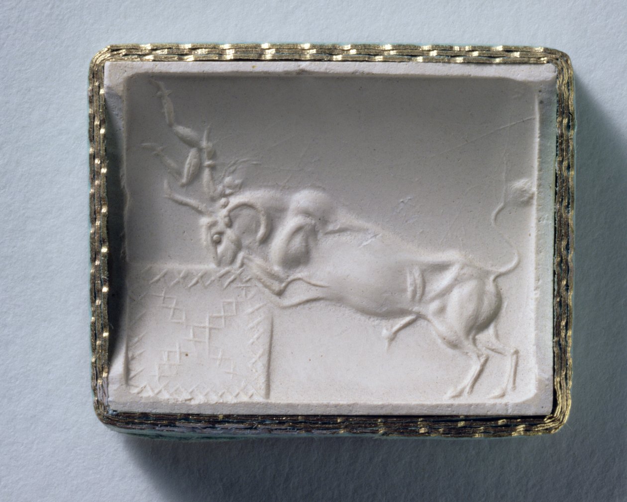 Impression of a Cylinder Seal Depicting a Bull Drinking at a Cistern, Knossos, Crete by Minoan