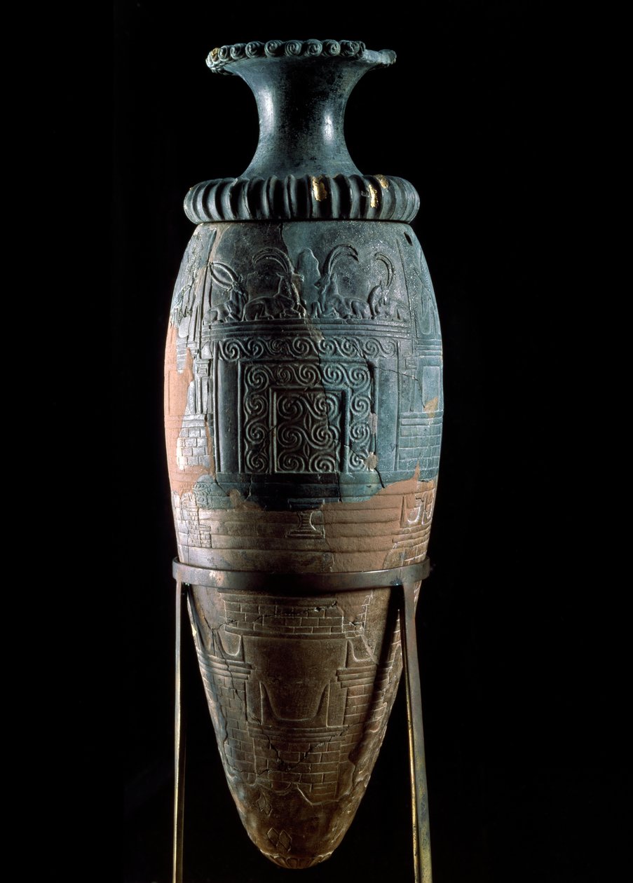 Minoan Art: Rhyton in Green Stone. From Zakros, Crete. Heraklion, Archeological Museum by Minoan