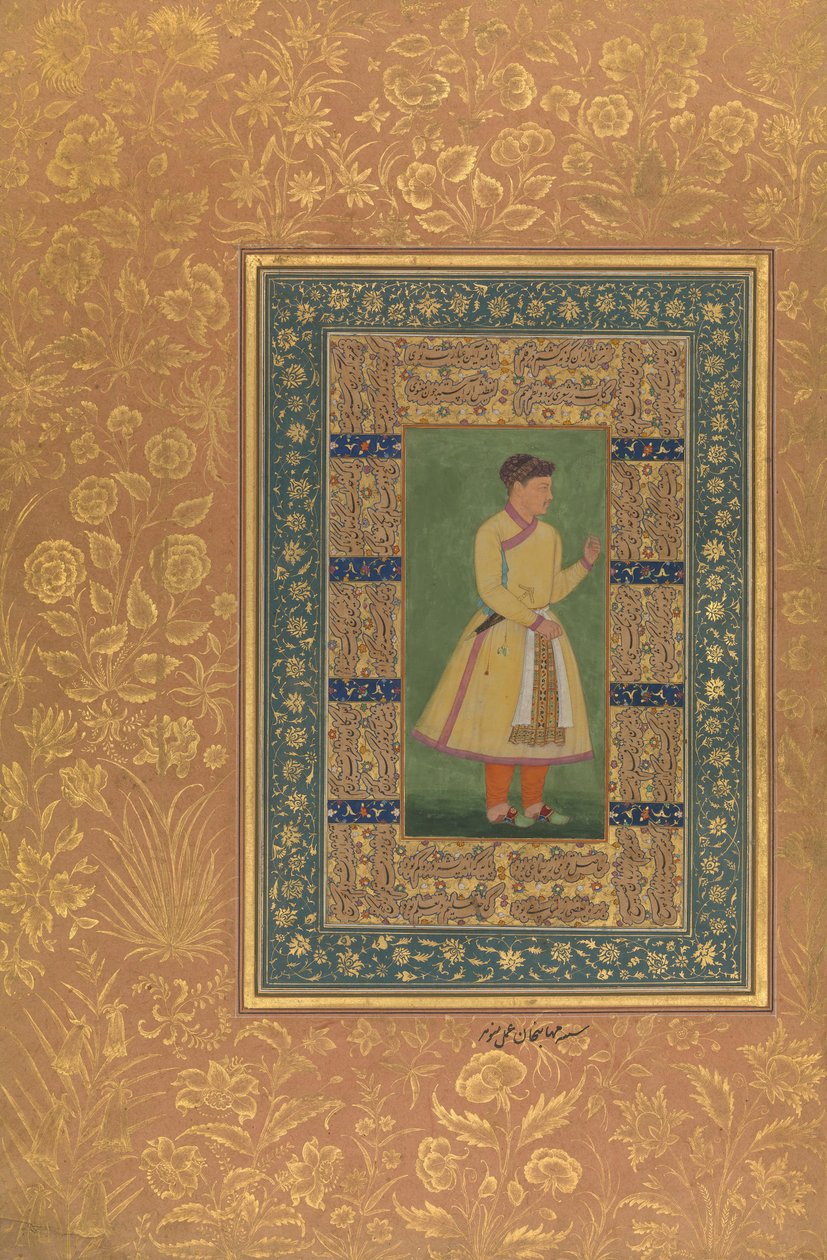 Portrait of Zamana Beg, Mahabat Khan, Folio from the Shah Jahan Album, recto: ca. 1610. Creators: Mir 