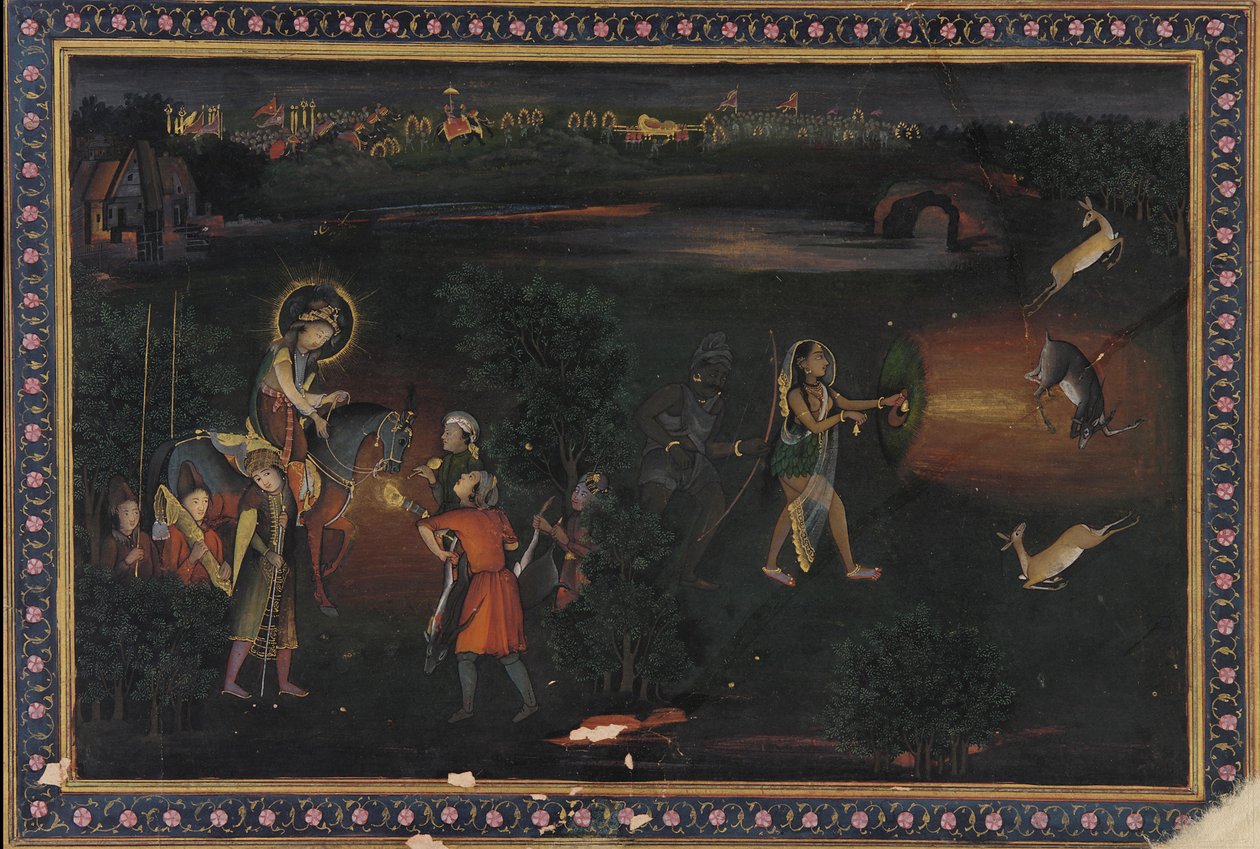 Deer-stalking at night by Mir Kalan Khan