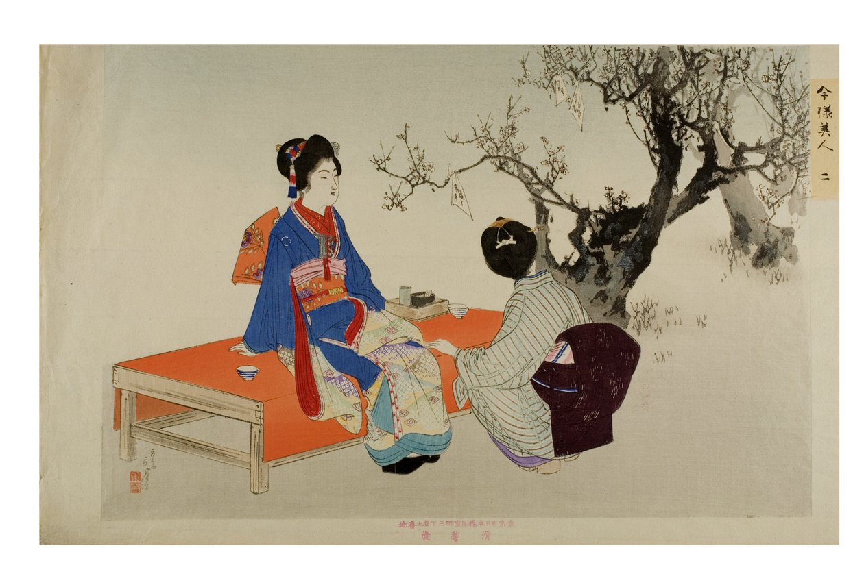 Looking at Plum Blossoms, from the Series Modern Beauties by Mizuno Toshikata