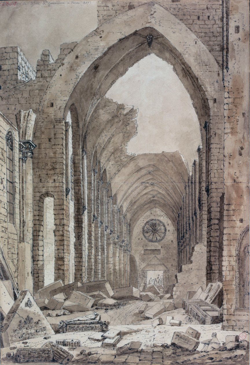 Demolition of the Old Church of St. Genevieve, Paris, 1807 by Mme. Duchateau