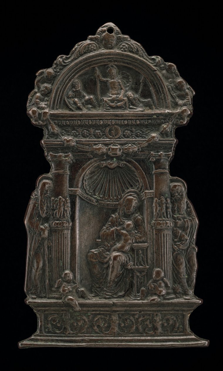 Madonna and Child Enthroned with Saint Anthony Abbot and Saint Jerome by Moderno
